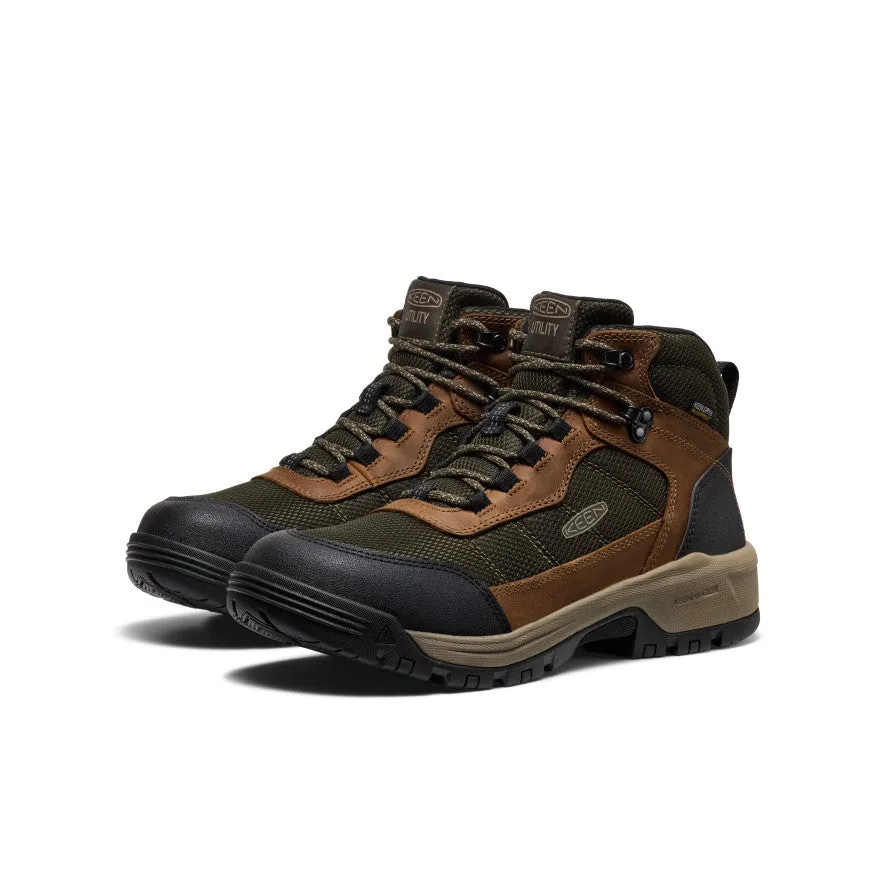 Responsive Grip Leather Upper Men's Skokie Waterproof Work Boot (Soft Toe)  |  Forest Night/Black