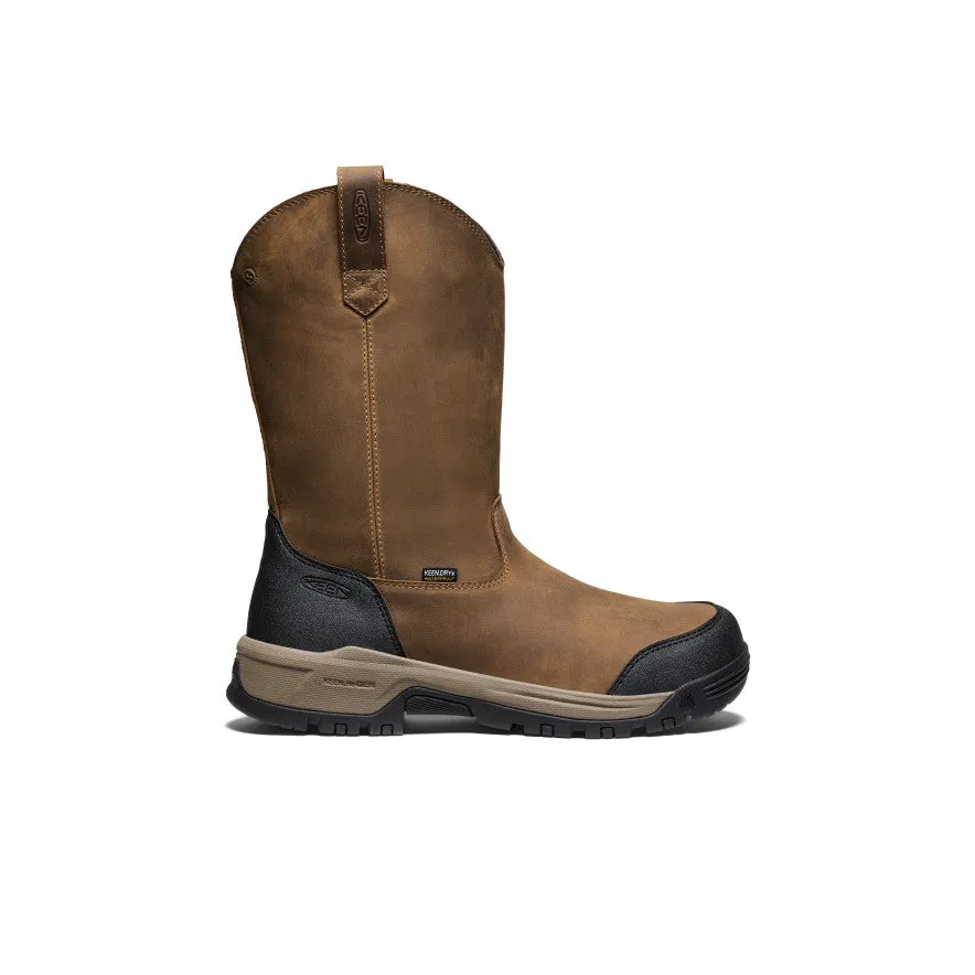 Elastic laces Men's Evanston Pull-On Waterproof Boot (Soft Toe)  |  Bison/Black