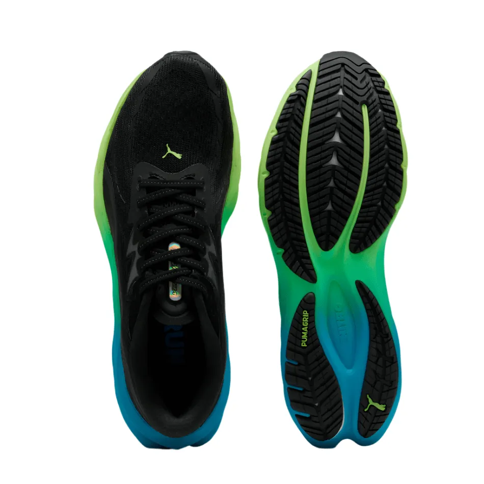 PUMA Men's Velocity NITRO 4 Running Shoes in PUMA Black/Speed Blue AW25 Quick - release
