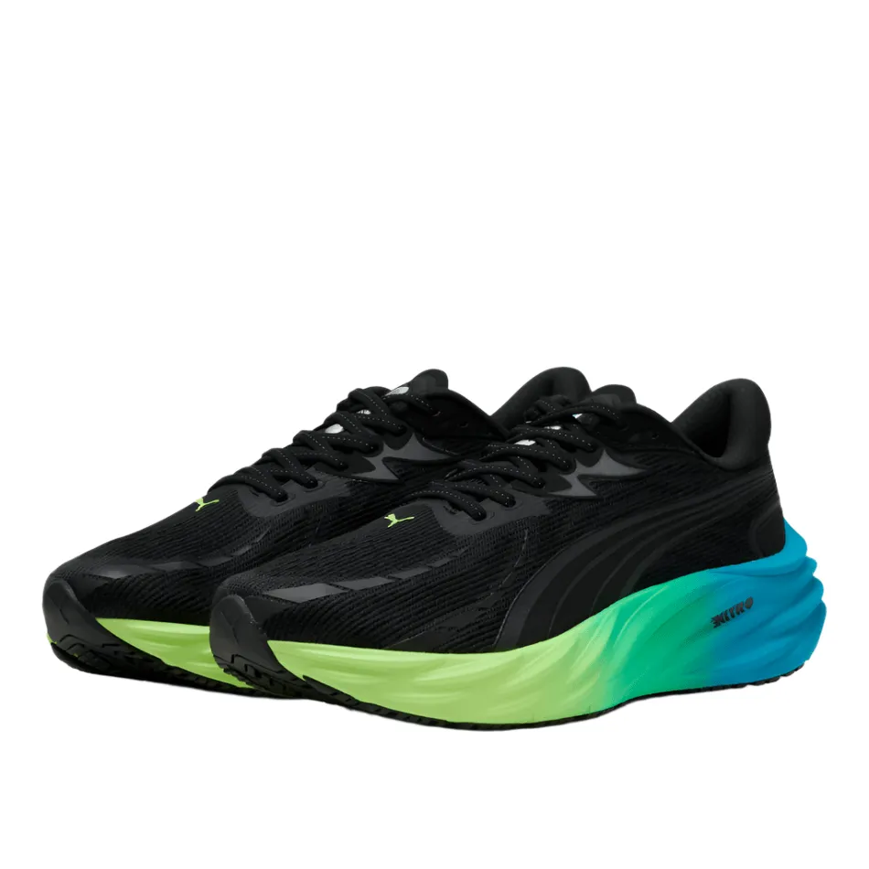 PUMA Men's Velocity NITRO 4 Running Shoes in PUMA Black/Speed Blue AW25 skateboarding shoes frequent use