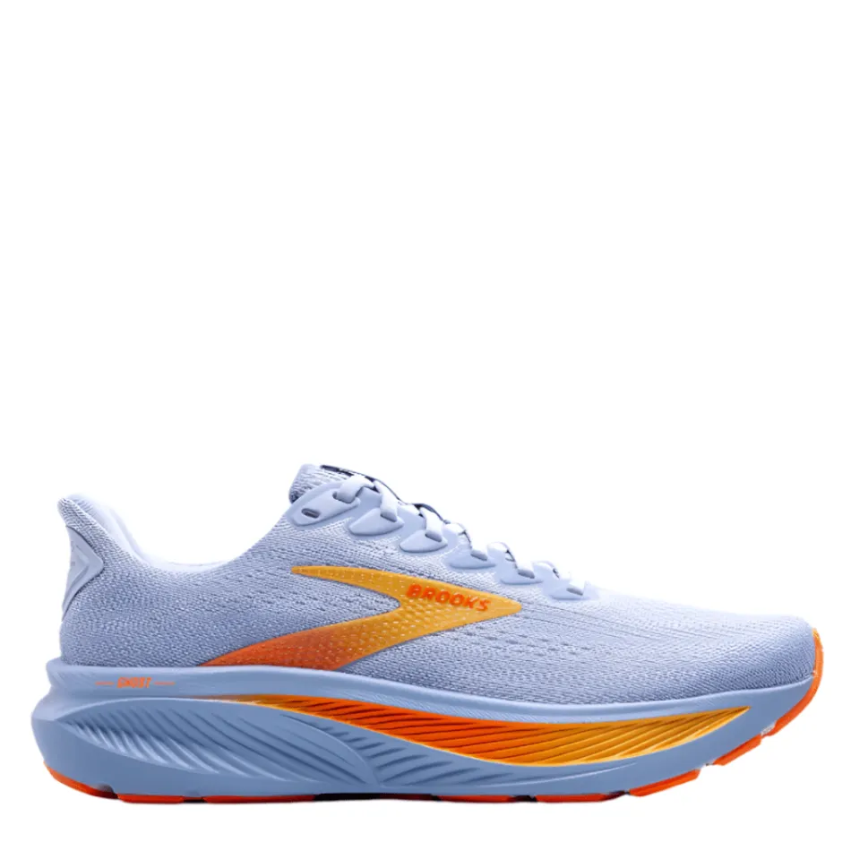 engraved running option tread depth Brooks Women's Ghost 17 Running Shoes in Blue Heron/White/Orange AW25