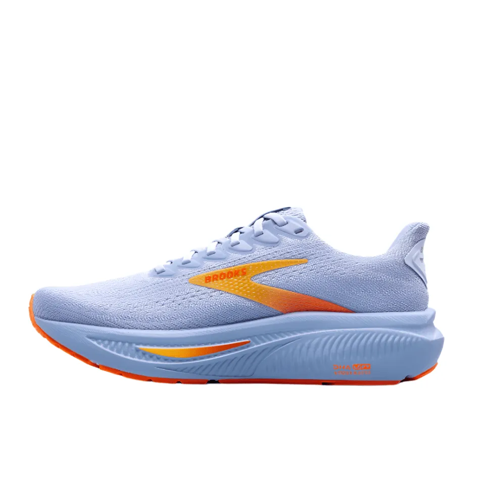 Brooks Women's Ghost 17 Running Shoes in Blue Heron/White/Orange AW25 running on the beach organic - design shoes
