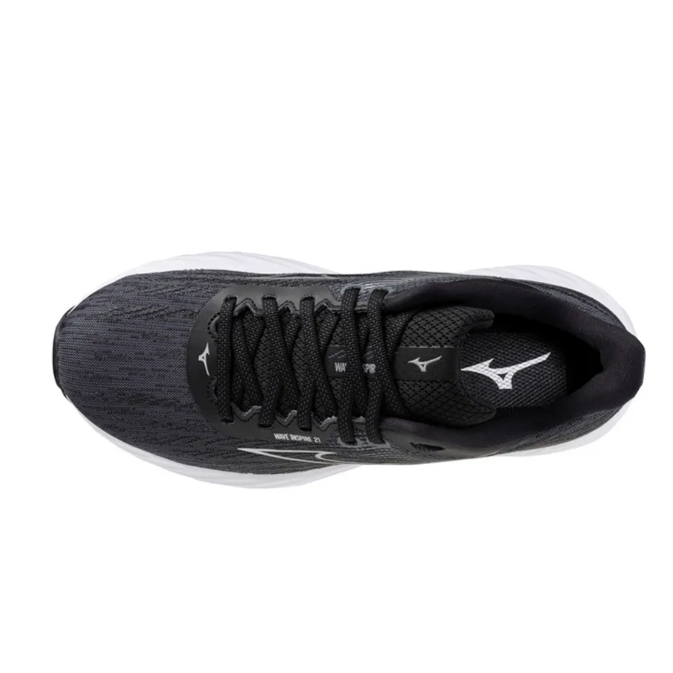 Mizuno Women's Wave Inspire 21 Running Shoes in Black/Silver/Metallic Gray SS25 basketball - compatible shoes
