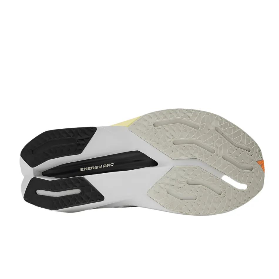 New Balance Men's FuelCell SuperComp Trainer V3 Running Shoes in Angora with Hot Mango and Black SS25 wooden - floor shoes