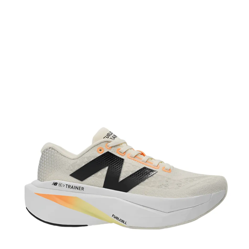 raised sole shoes running shoes for half - marathons New Balance Men's FuelCell SuperComp Trainer V3 Running Shoes in Angora with Hot Mango and Black SS25