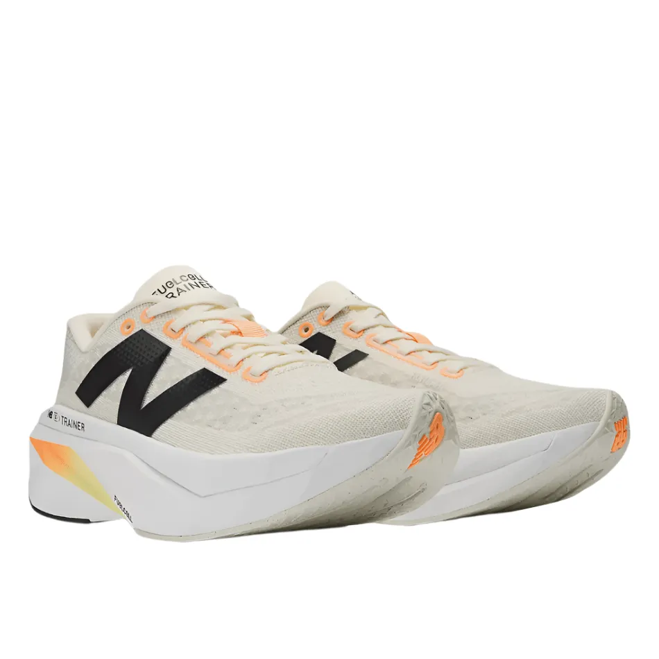New Balance Men's FuelCell SuperComp Trainer V3 Running Shoes in Angora with Hot Mango and Black SS25 Seasonal