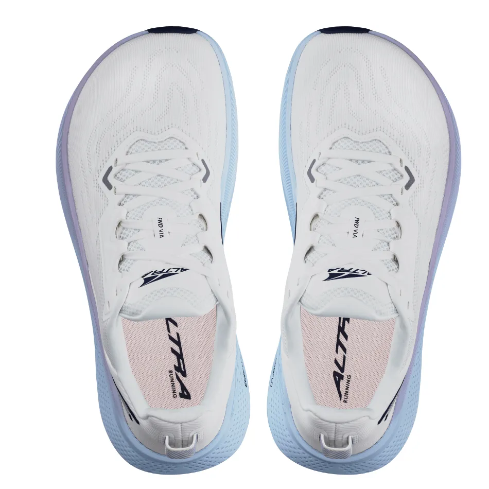 vintage - design shoes ribbon - trimmed - design shoes Altra Women's FWD Via Running Shoes in White Light Blue AW25
