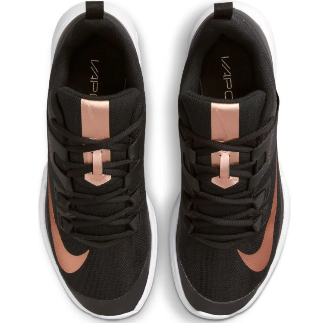 Nike Womens Court Vapor Lite Tennis Shoes - Black/Metallic Red Bronze-White Motion Wear