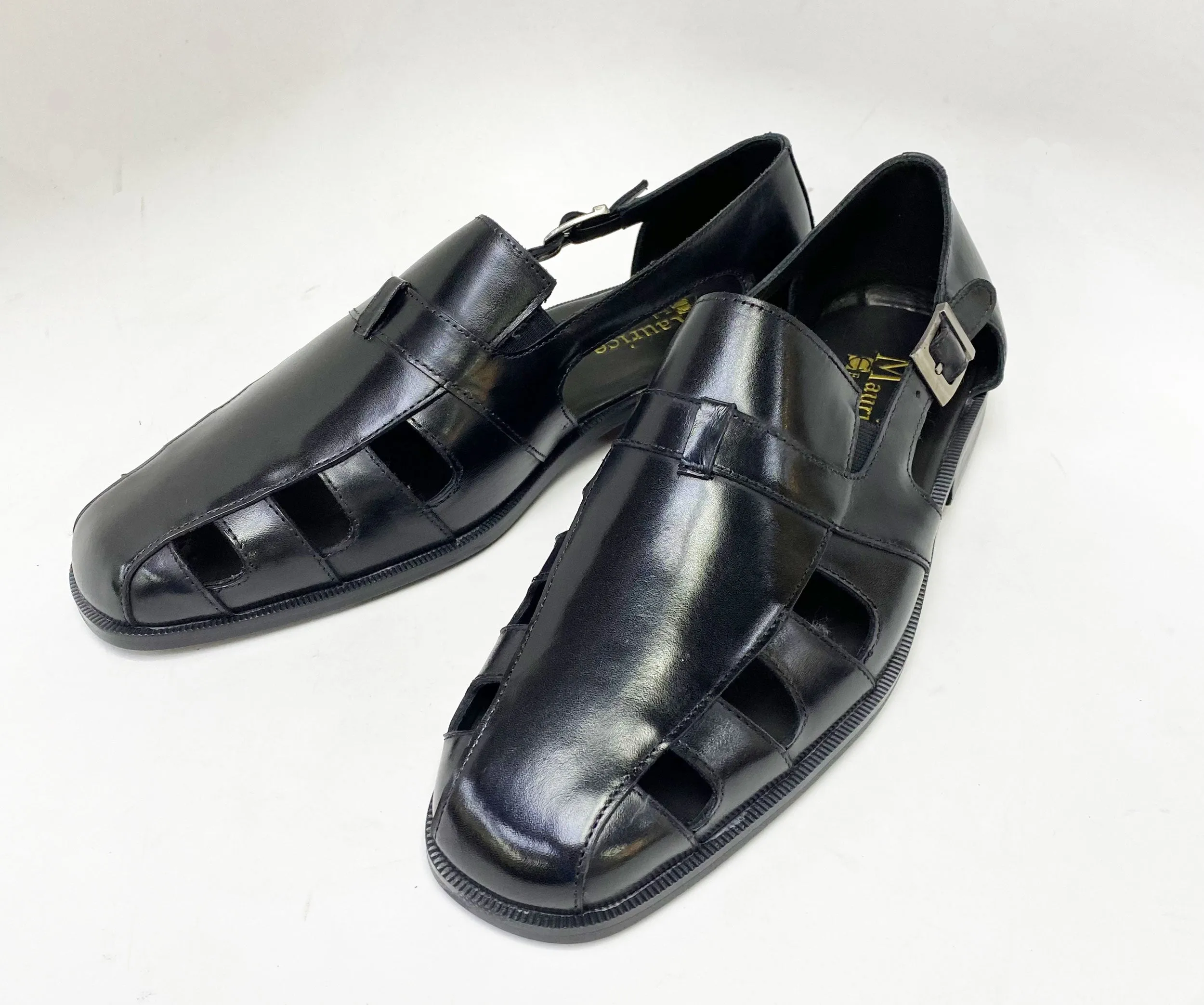 Maurice Calfskin Slip-On Sandal/Shoe Black Elastic Sling Dust Free