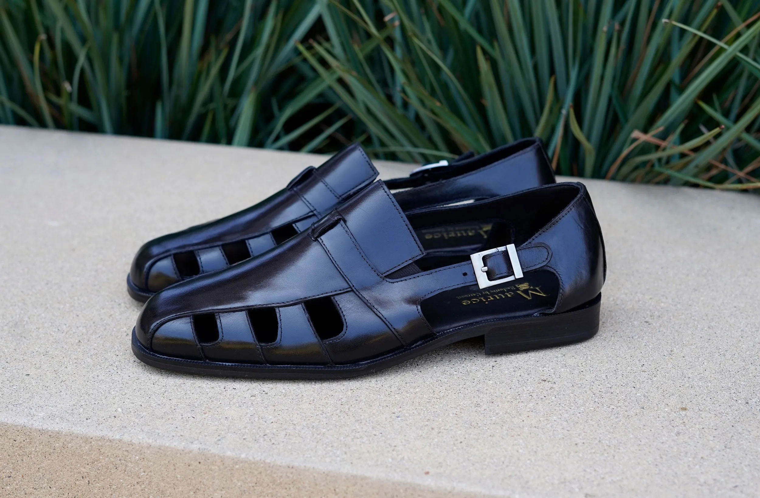 Maurice Calfskin Slip-On Sandal/Shoe Black Sky View Anti Slip