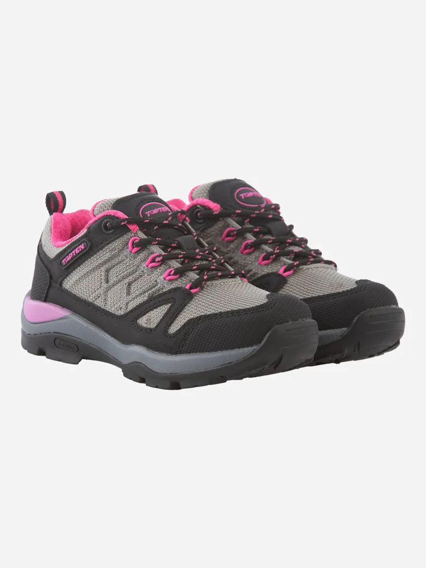 Top Ten Kids Women Hiking Shoes Black/Fuschia easy move