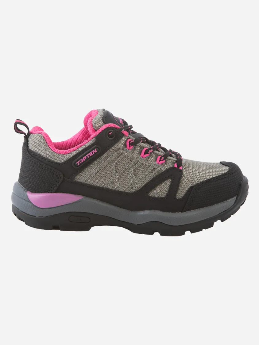 Top Ten Kids Women Hiking Shoes Black/Fuschia Hard Surface