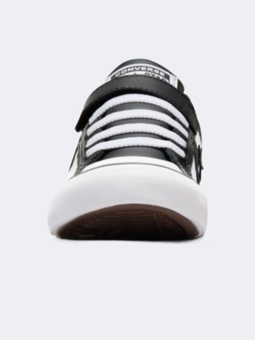 Swift Glide Converse Pro Blaze Strap Kids-Boys Lifestyle Shoes Black/White