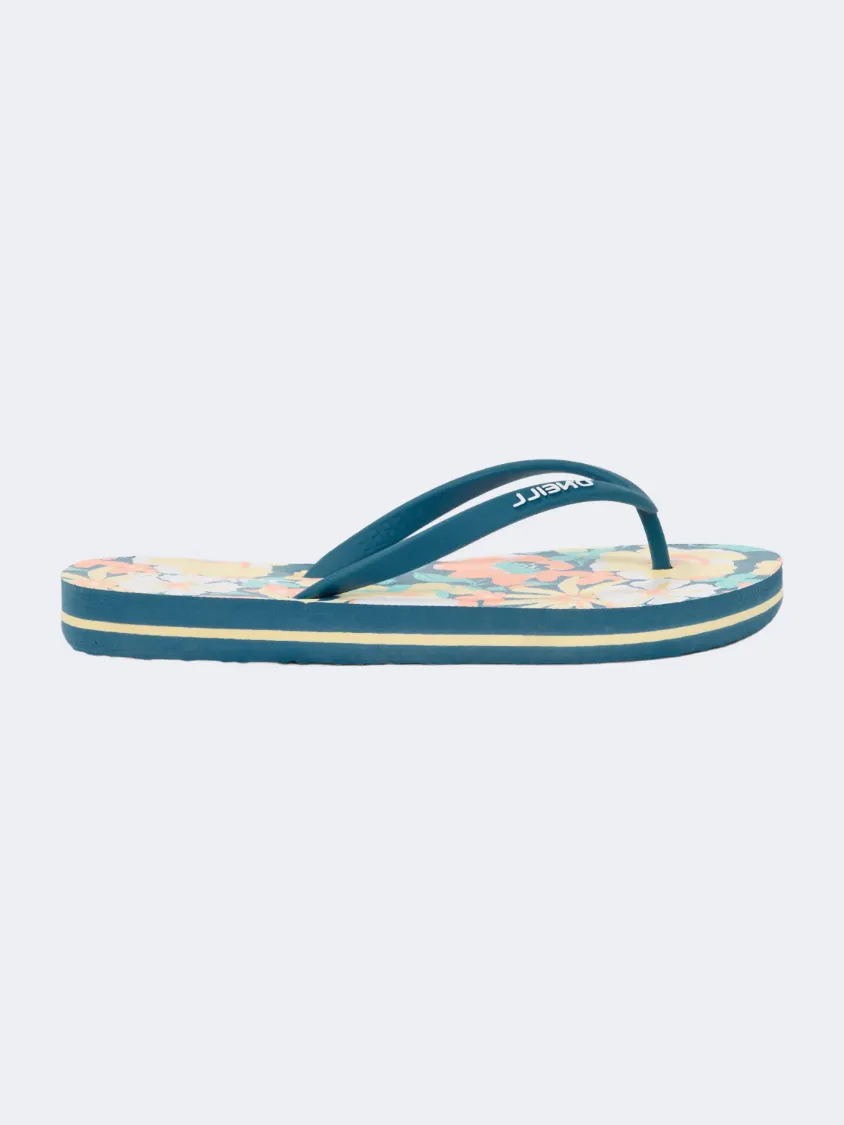Classic Chic Island Vibe Oneill Profile Graphic Girls Beach Slippers Blue Santa Monica