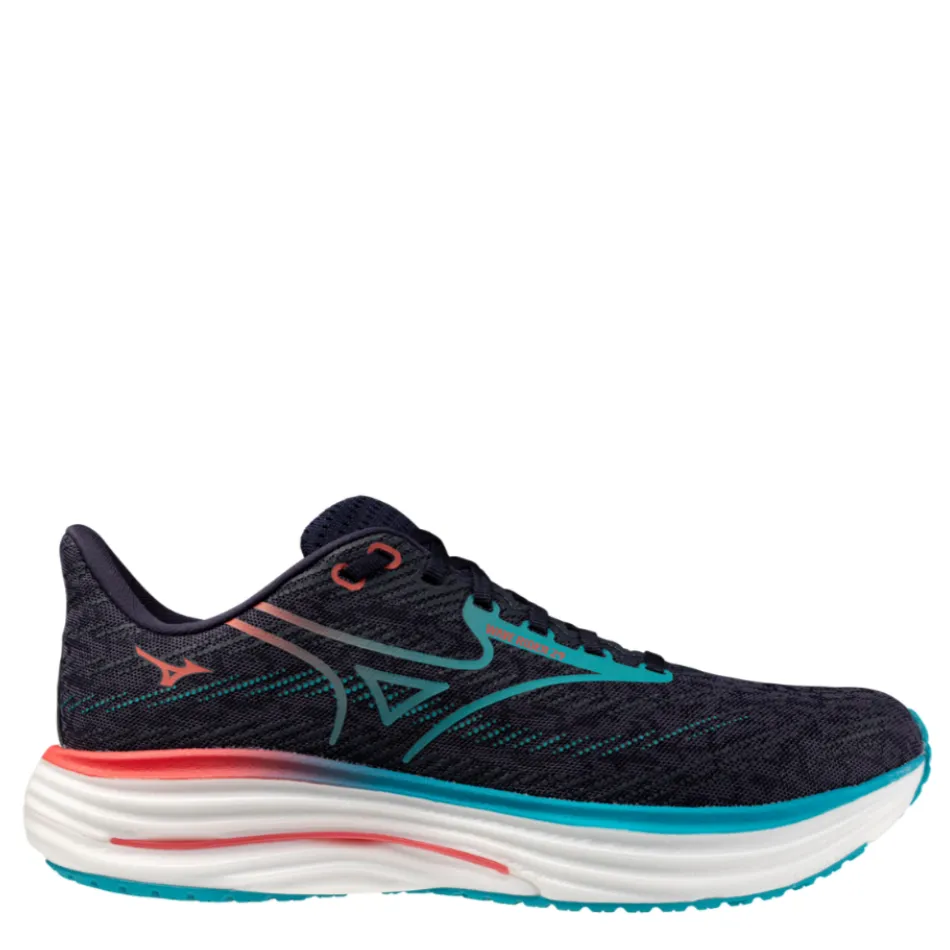 warm - weather - runner Mizuno Men's Wave Rider 29 Running Shoes in Odyssey Gray/Capri Breeze/Calypso Coral AW25