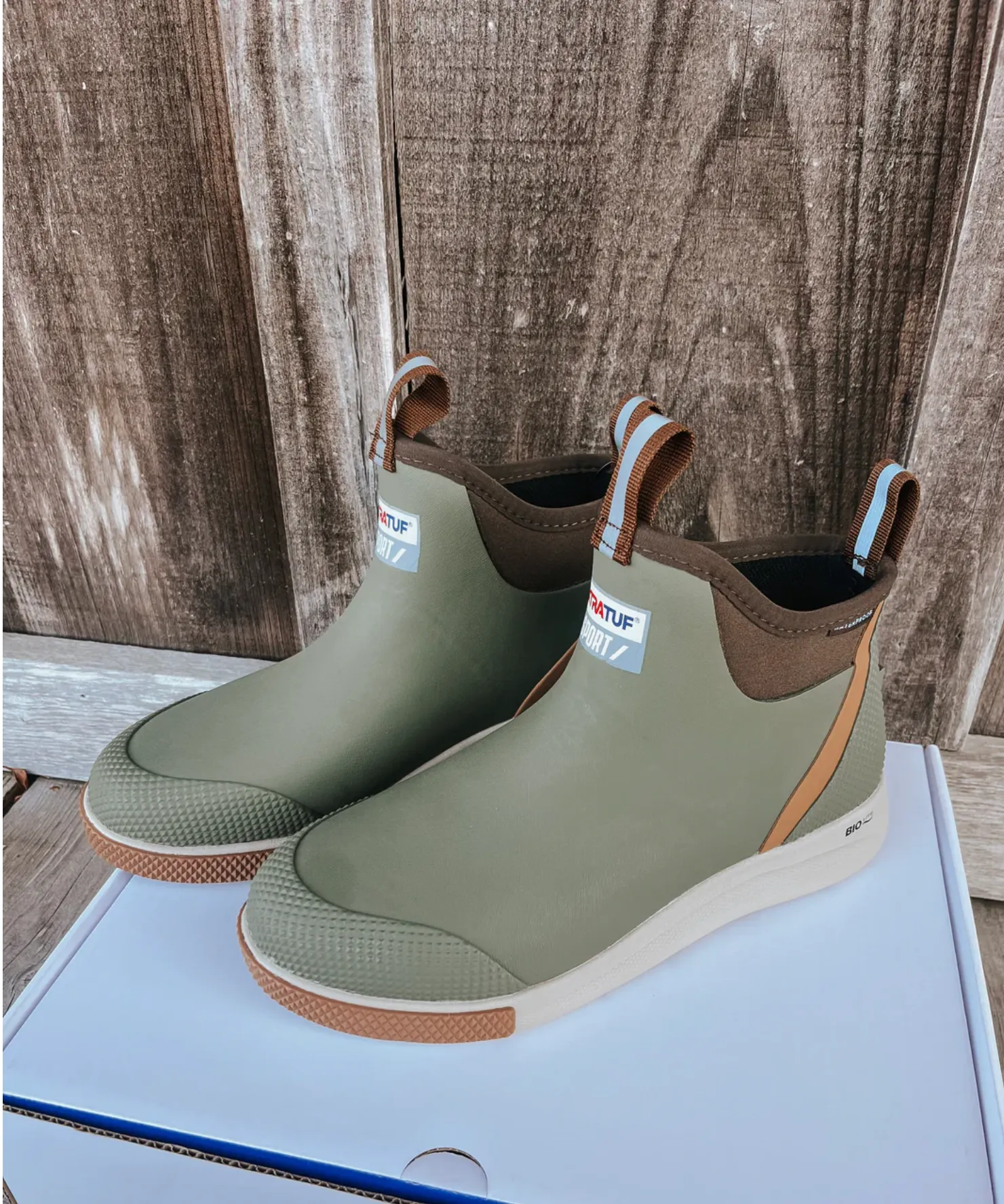 Elastic Heavy Snowfall Gear XTRATUF ANKLE DECK BOOTS IN OLIVE