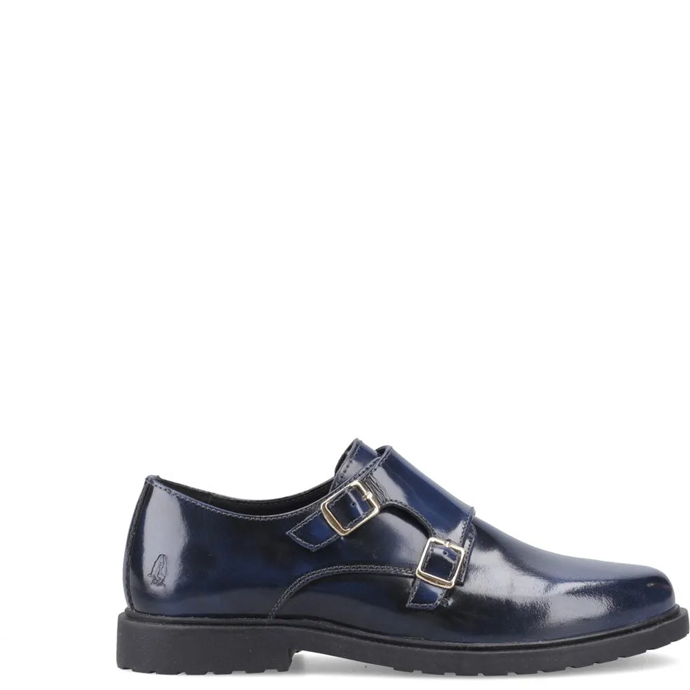 Long Way Navy Verity Hi-Shine Monk Shoes