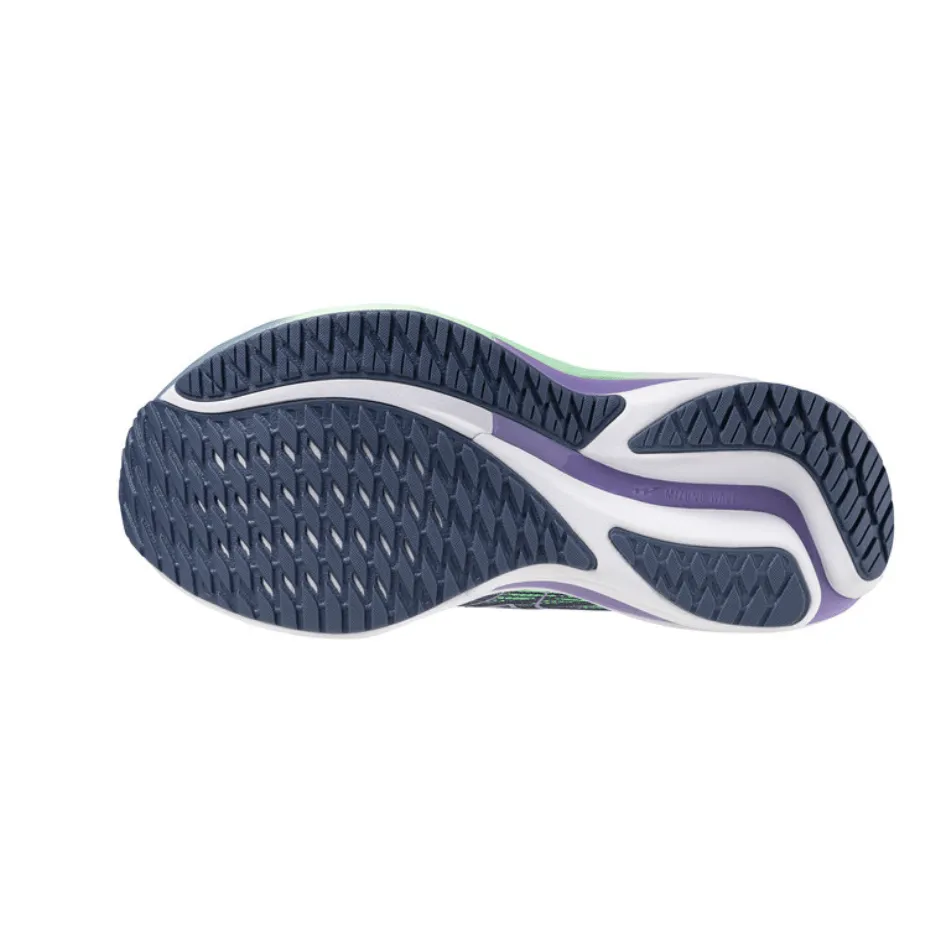 Mizuno Women's Wave Rider 28 Running Shoes in Citadel/White/Neo Mint SS25 trendy running wear