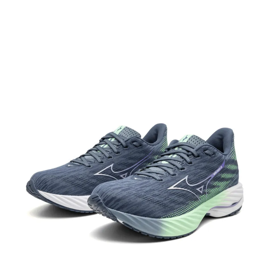 Premium materials Mizuno Women's Wave Rider 28 Running Shoes in Citadel/White/Neo Mint SS25
