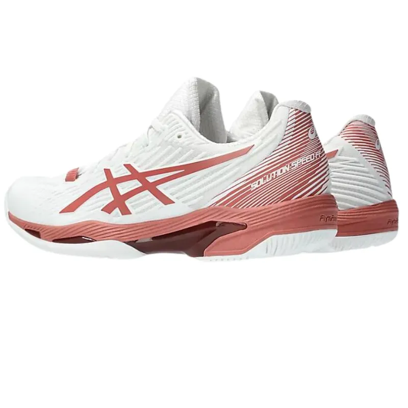 Asics Solution Speed FF 2 White/Light Garnet Womens Tennis Shoes Breathable mesh Cross training