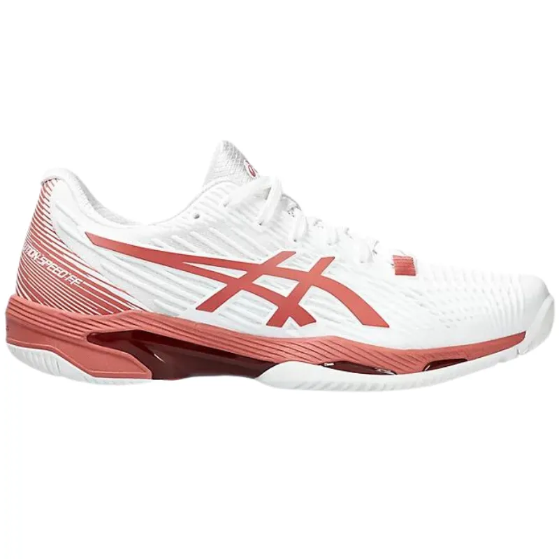 Asics Solution Speed FF 2 White/Light Garnet Womens Tennis Shoes Sprint Practice Wide toe box