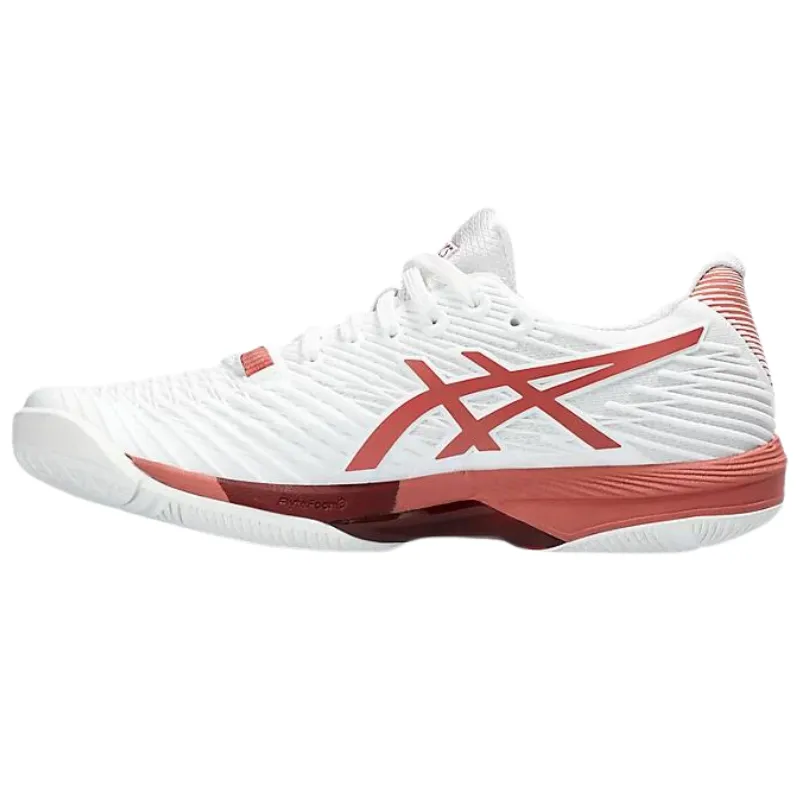 Asics Solution Speed FF 2 White/Light Garnet Womens Tennis Shoes Non Marking Flexible Walk