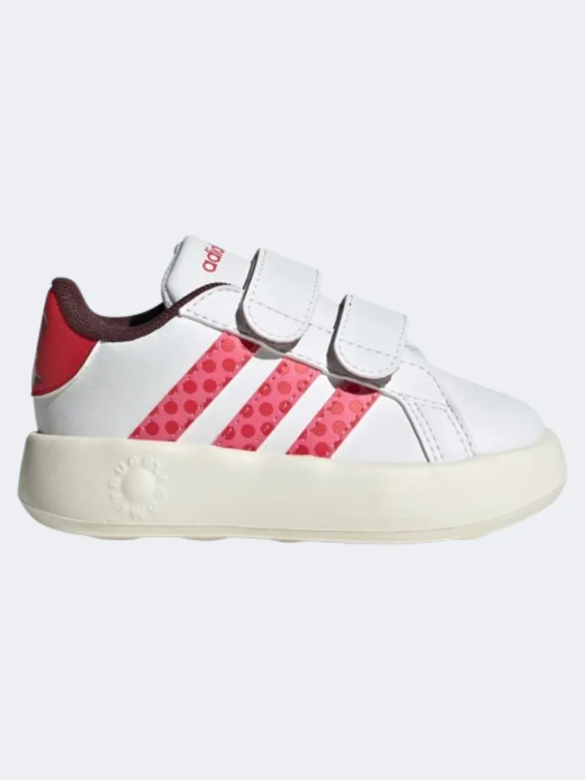 Adidas X Disney Minnie Mouse Grand Court Infant Girls Sportswear Shoes White/Pink/Ruby Core Support Teen Edge