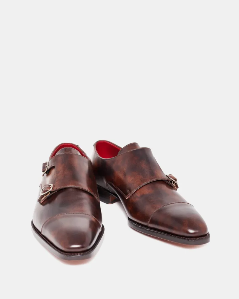 Air Knit Museum Brown Leather Double Monk Strap Dress Shoe