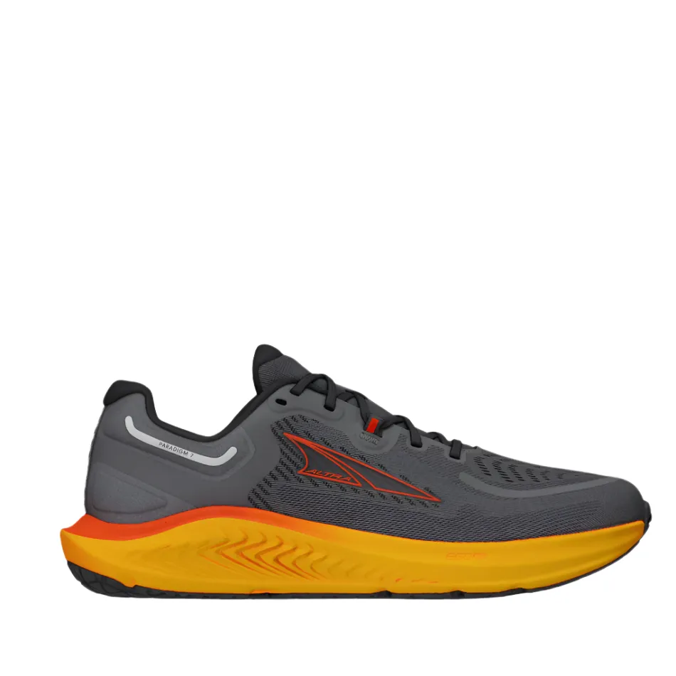 fall running Altra Men's Paradigm 7 Running Shoes in Gray/Orange SS25