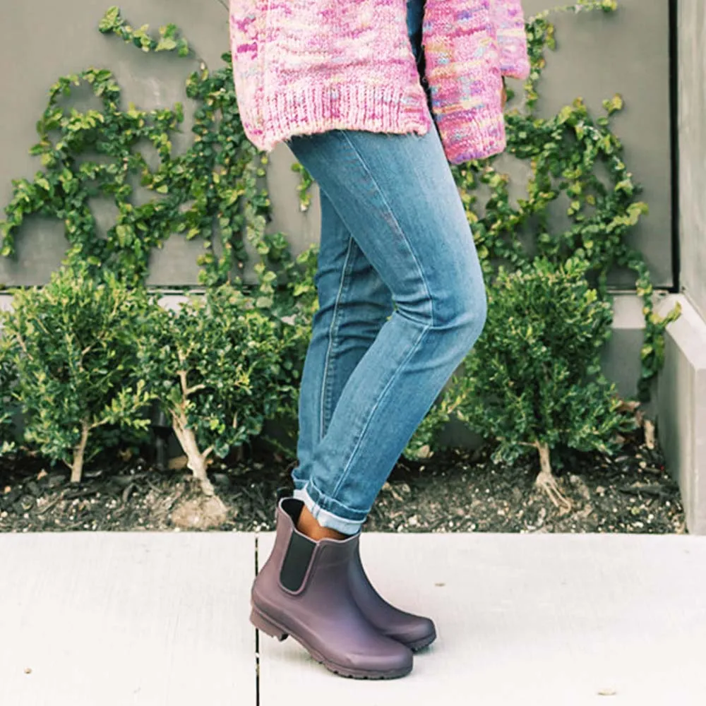 Chelsea Matte Eggplant Women's Rain Boots Work Week Ready
