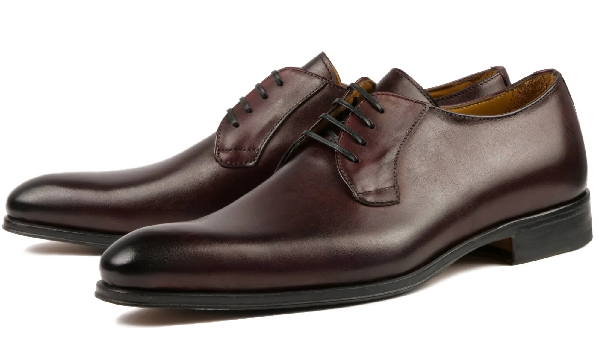 Leather Soles Buckingham Derby Blucher Oxblood