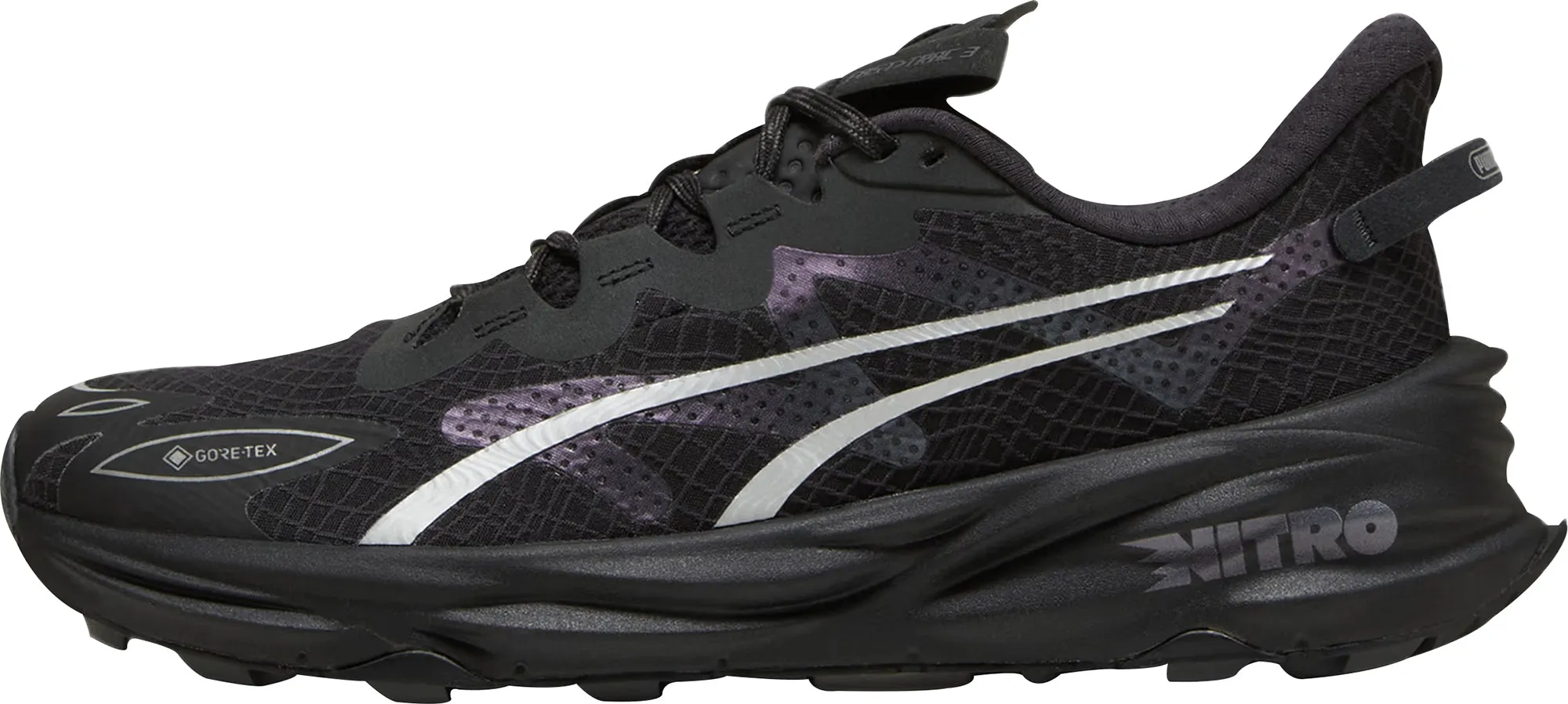 Puma Fast-Trac Nitro 3 GORE-TEX Mens Trail Running Shoes - Black Support layers integrate without restricting flexibility