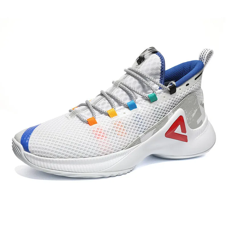 PEAK Basketball Shoes Men Sneakers P-MOTIVE series White EW02071A LeatherUpper