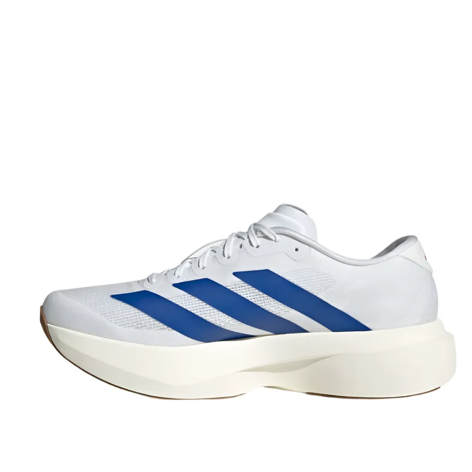 winter use modular shoes Adidas Men's Adizero Evo SL Running Shoes in FTW White/Royal Blue/Purple Rub AW25