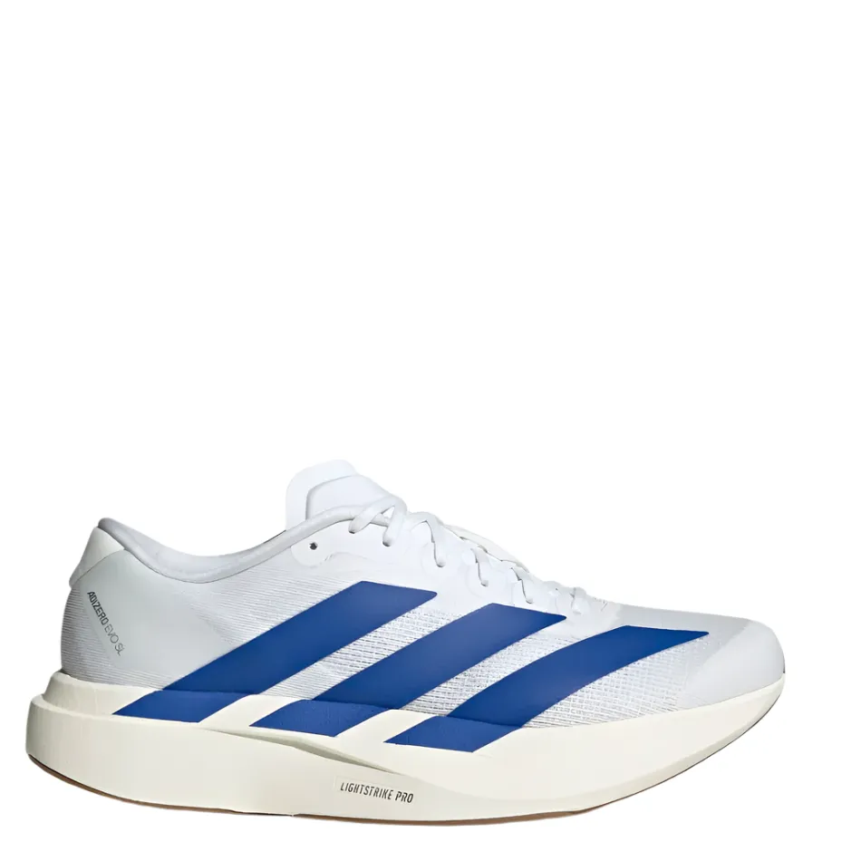 budget - brand shoes Adidas Men's Adizero Evo SL Running Shoes in FTW White/Royal Blue/Purple Rub AW25
