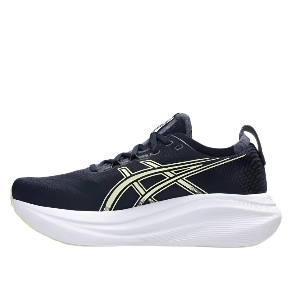 City running ASICS Men's GEL-NIMBUS 27 Running Shoes in Midnight/Vanilla AW25