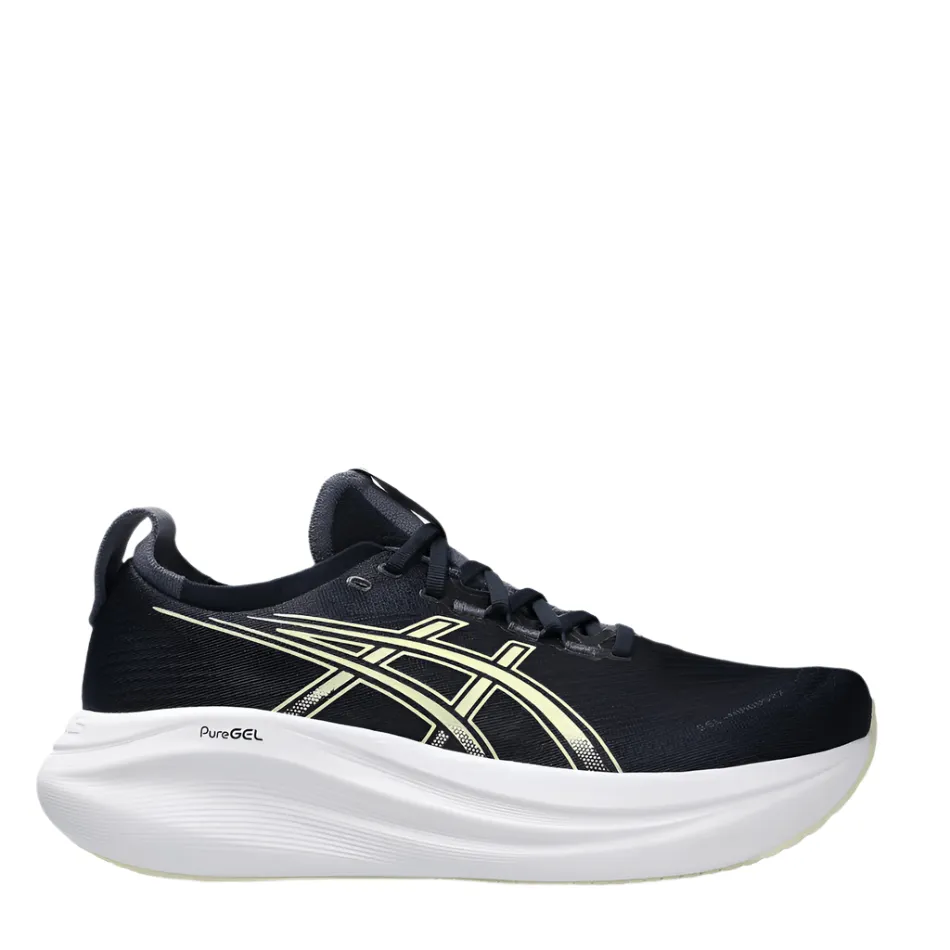 Quickness single - density sole shoes ASICS Men's GEL-NIMBUS 27 Running Shoes in Midnight/Vanilla AW25