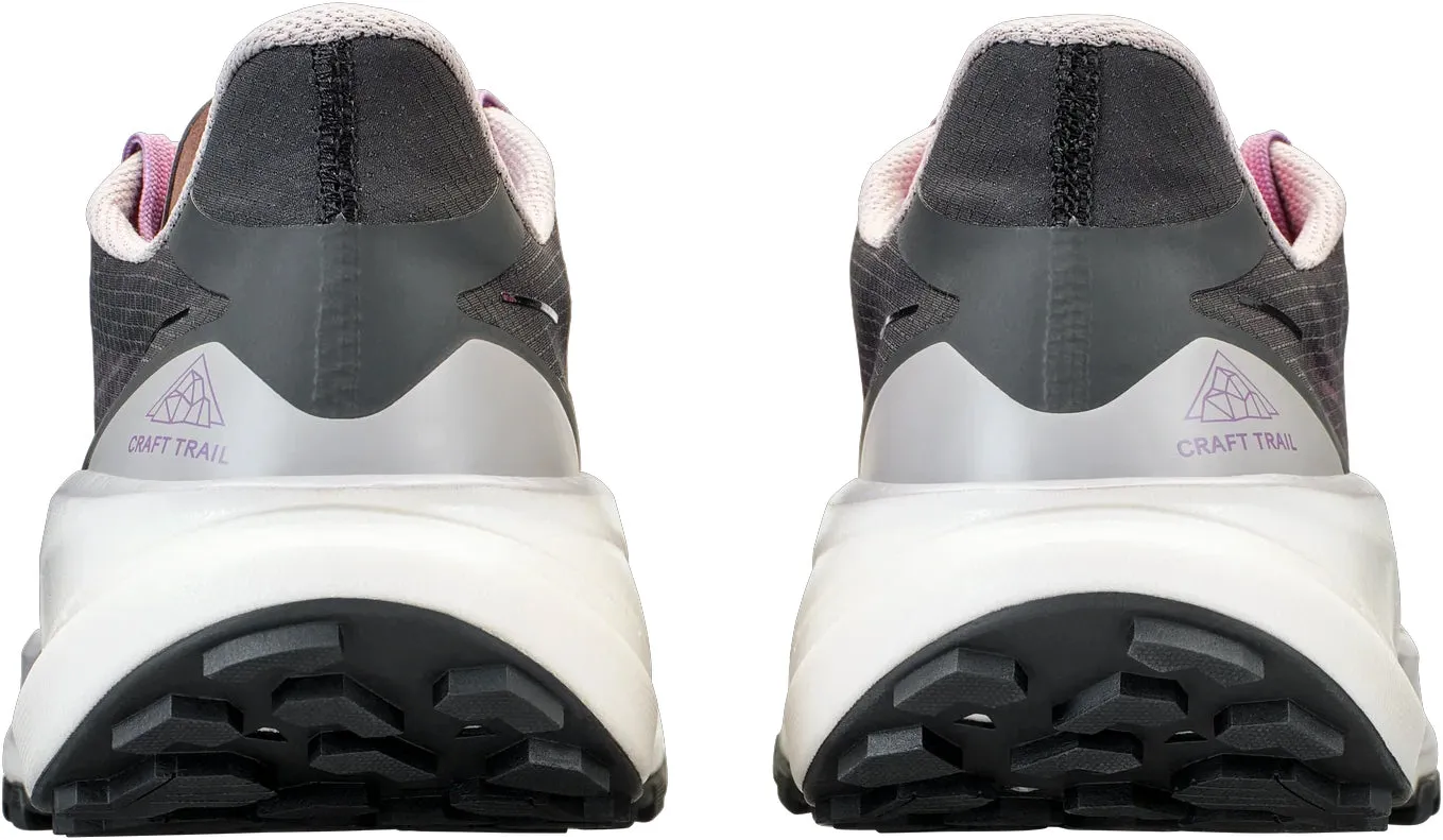 Outsole wrap adds protection during lateral motion Smooth Motion Craft Pure Womens Trail Running Shoes - Black