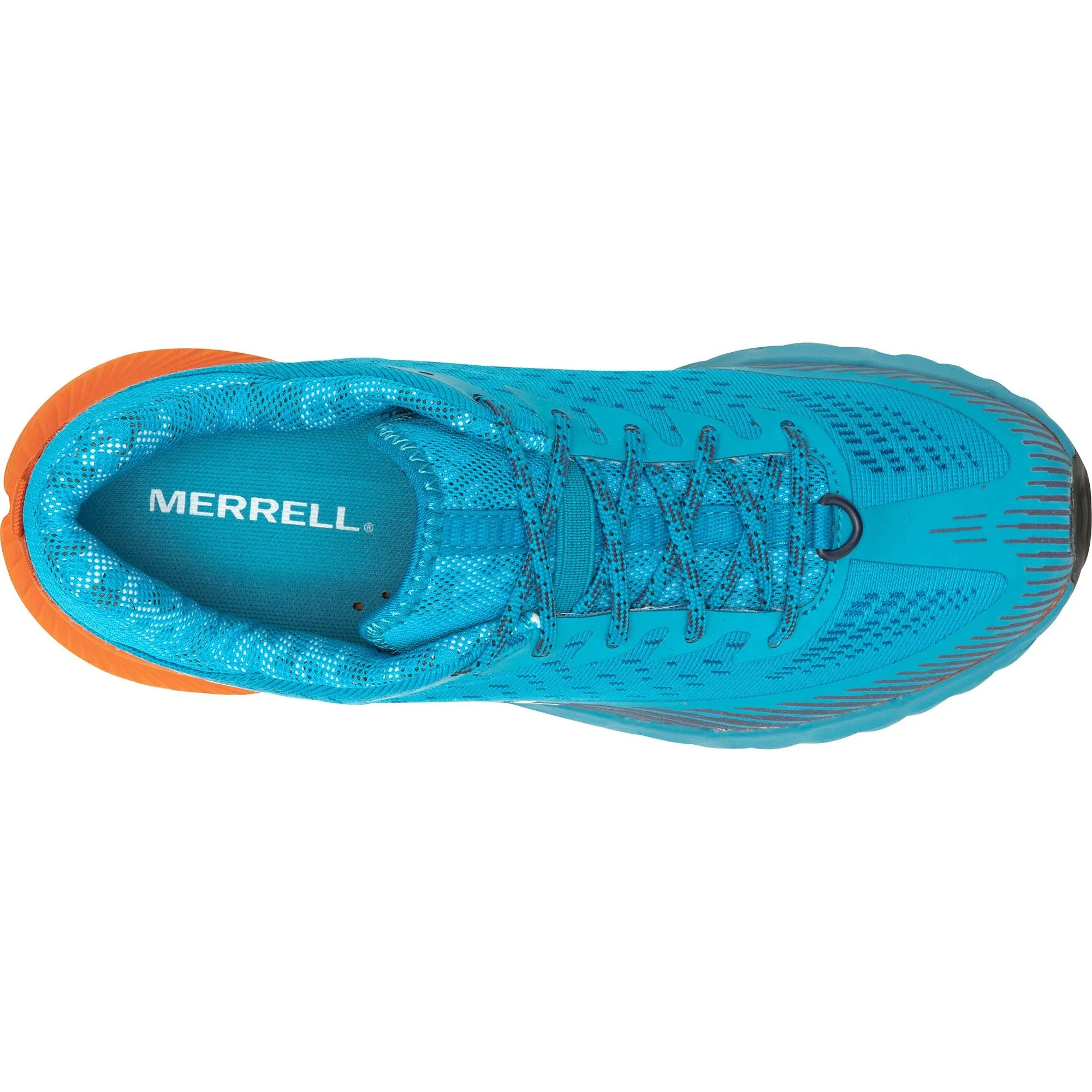 Low   Profile Merrell Agility Peak 5 Womens Trail Running Shoes - Blue