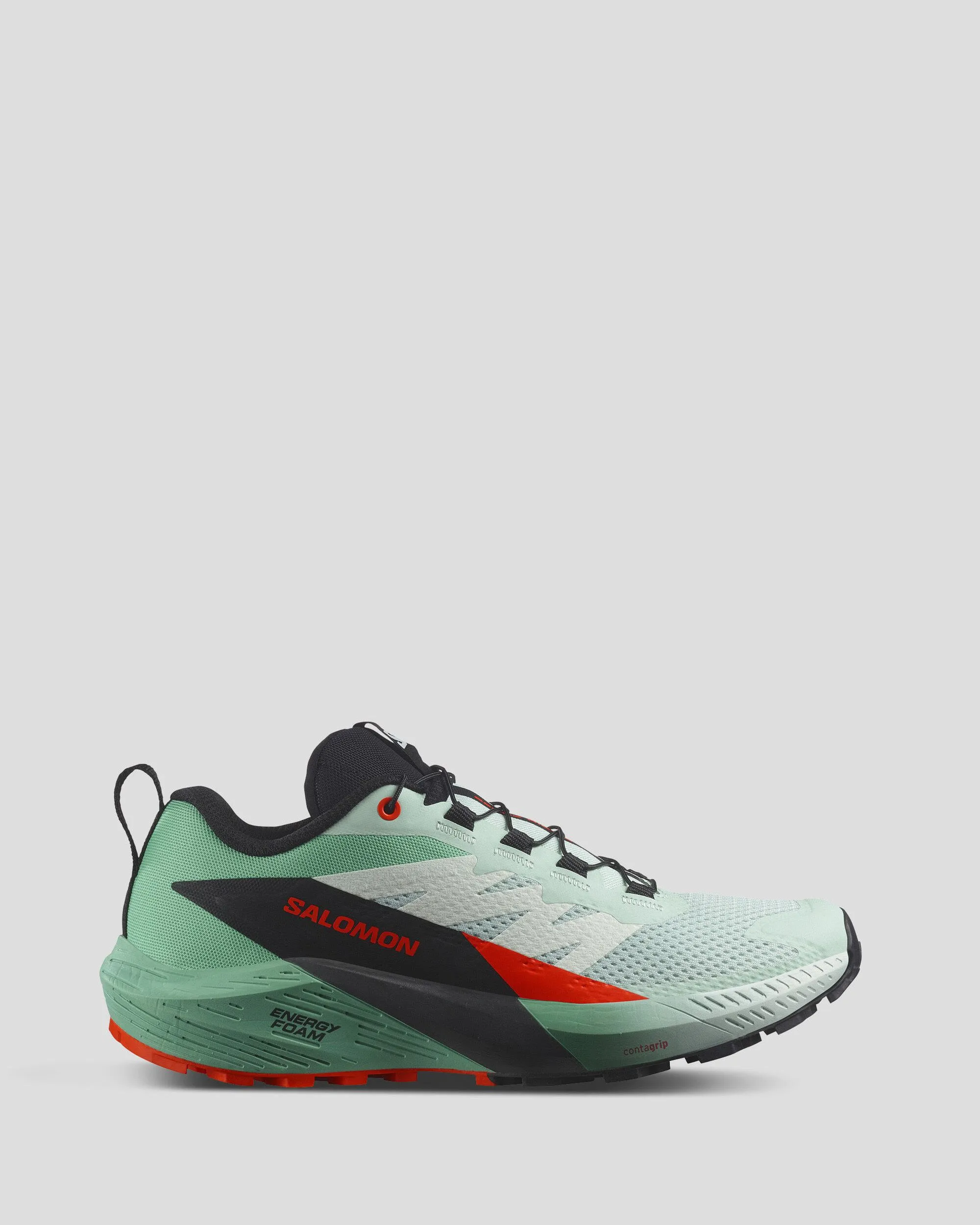 Women's Salomon Sense Ride 5 Trail Running Shoes - Black/Bay/Cherry Tomato Active Support