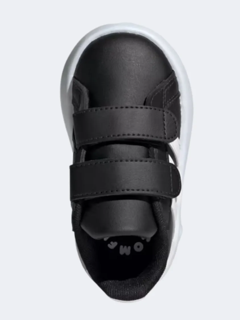 Adidas Grand Court 2.0 Infant Sportswear Shoes Black/White Daily Comfort