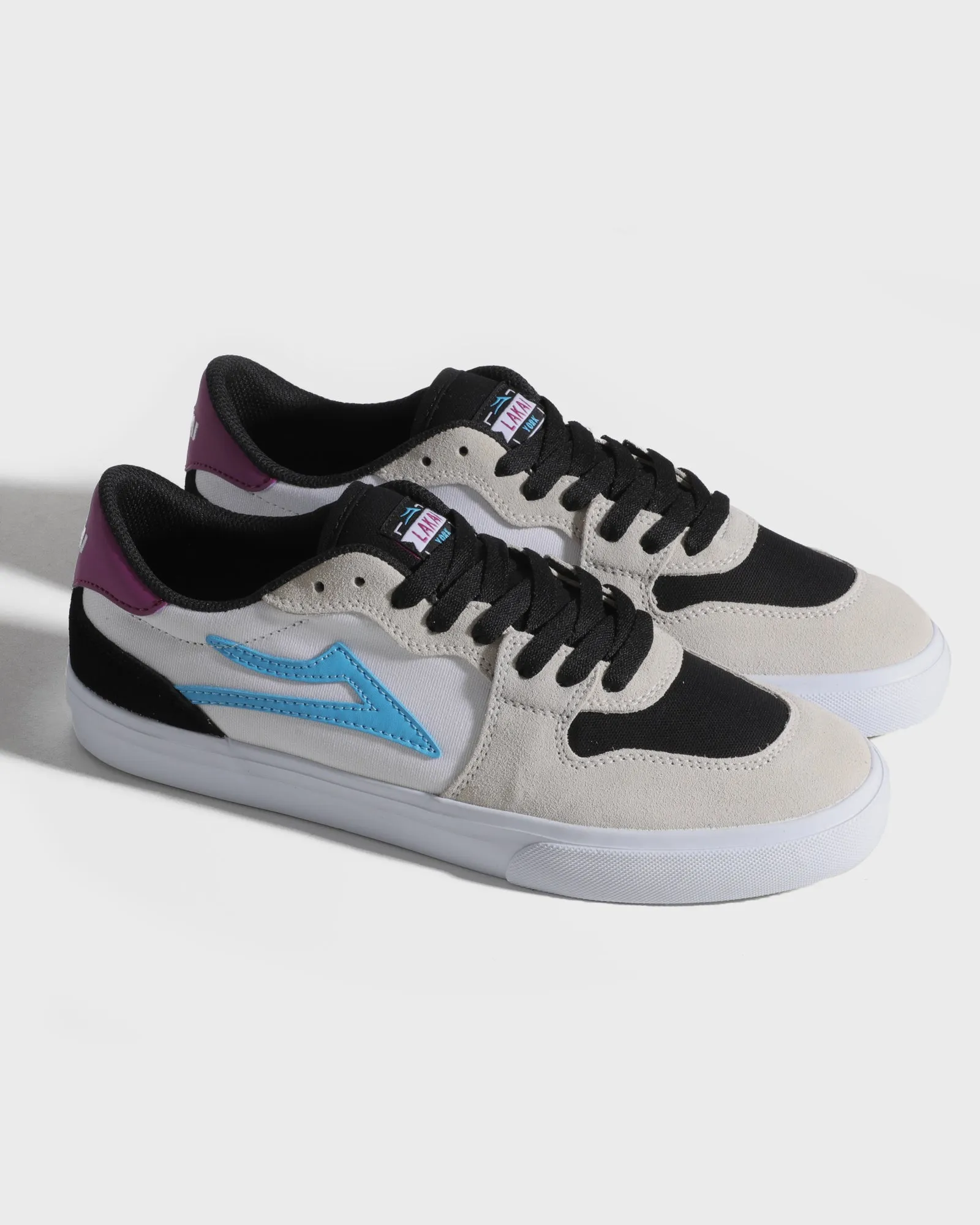 York - White/Black Suede Scandi Clean Durable