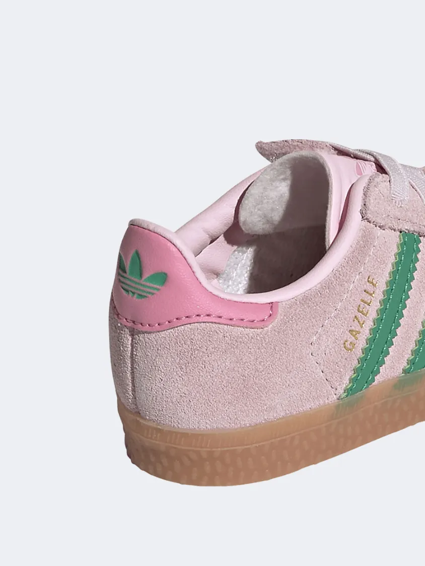 Ring Walk Adidas Gazelle Comfort Infant-Girls Original Shoes Pink/Green