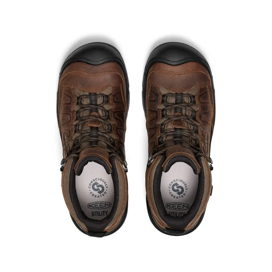 Men's Targhee IV Waterproof Work Boot (Carbon Toe)  |  Dark Earth/Black Shiny Tone Brave Walk
