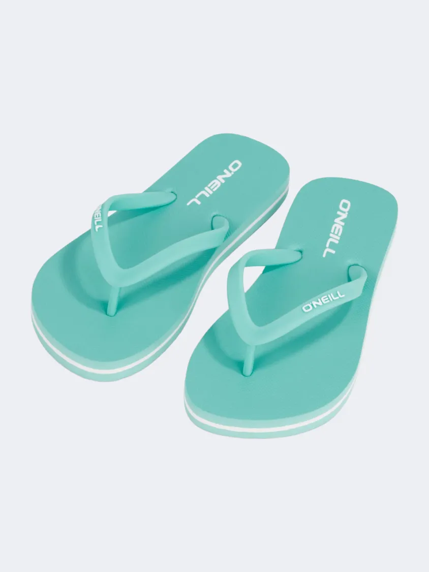 Greek Ease King Strong Oneill Profile Logo Girls Beach Slippers Turquoise