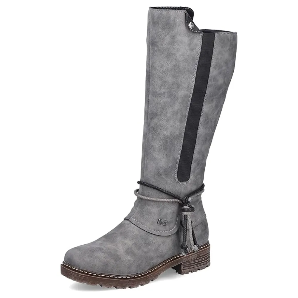 Chilly Weather Rieker Dominika 74 Smoke/Black Tall Boot (Women's)