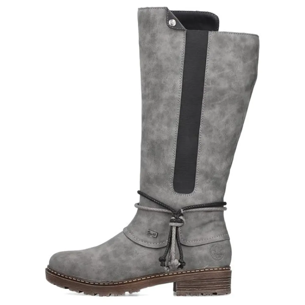 Frozen Footwear Traction Rieker Dominika 74 Smoke/Black Tall Boot (Women's)