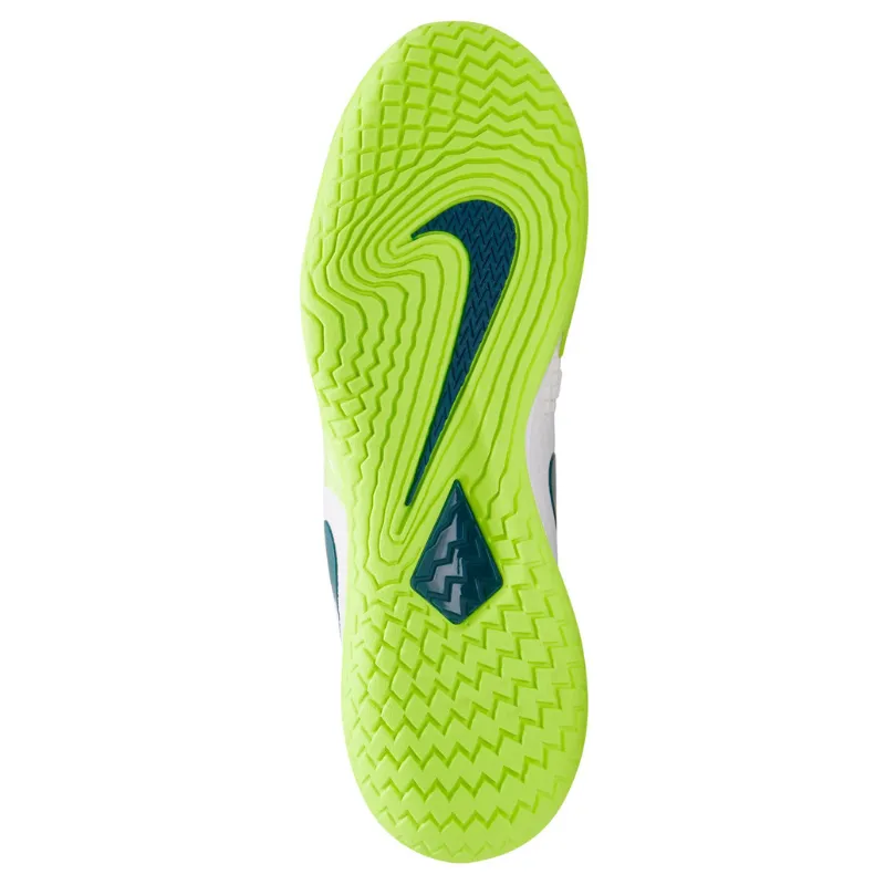 Nike Court Rafa Zoom Vapor Cage 4  Men Hard Court Tennis Shoes - White/Geode Teal-Volt Quick lacing