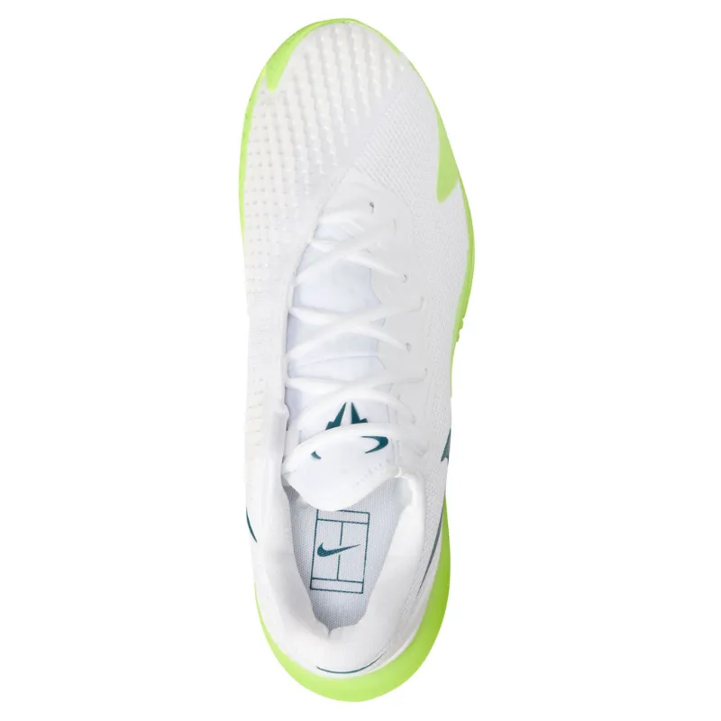 Breathable mesh Nike Court Rafa Zoom Vapor Cage 4  Men Hard Court Tennis Shoes - White/Geode Teal-Volt