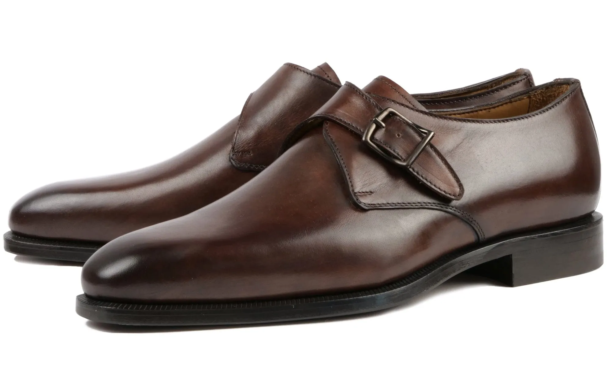 Brooklyn Single Monk Strap Brown Sleek Finish Light Pace
